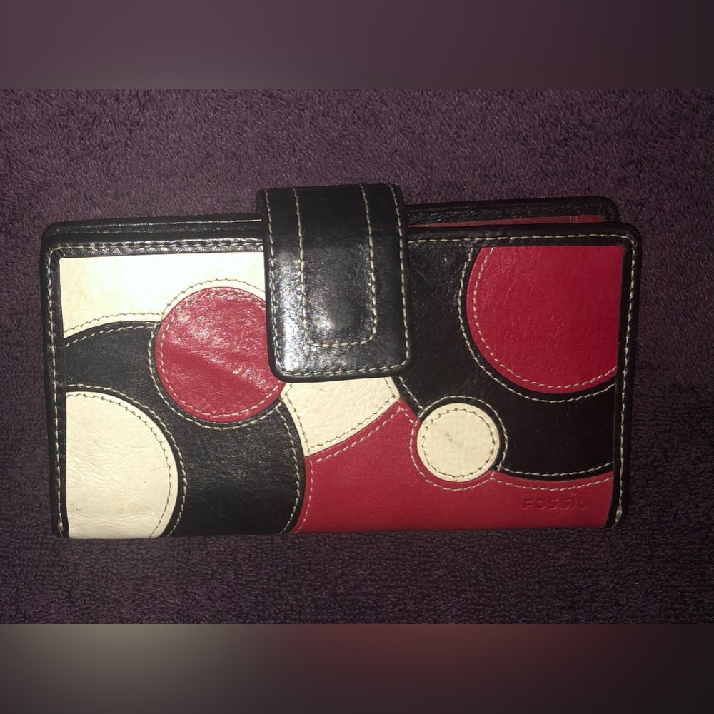 Fossil Leather Organizer ID Credit Card Checkbook Wallet